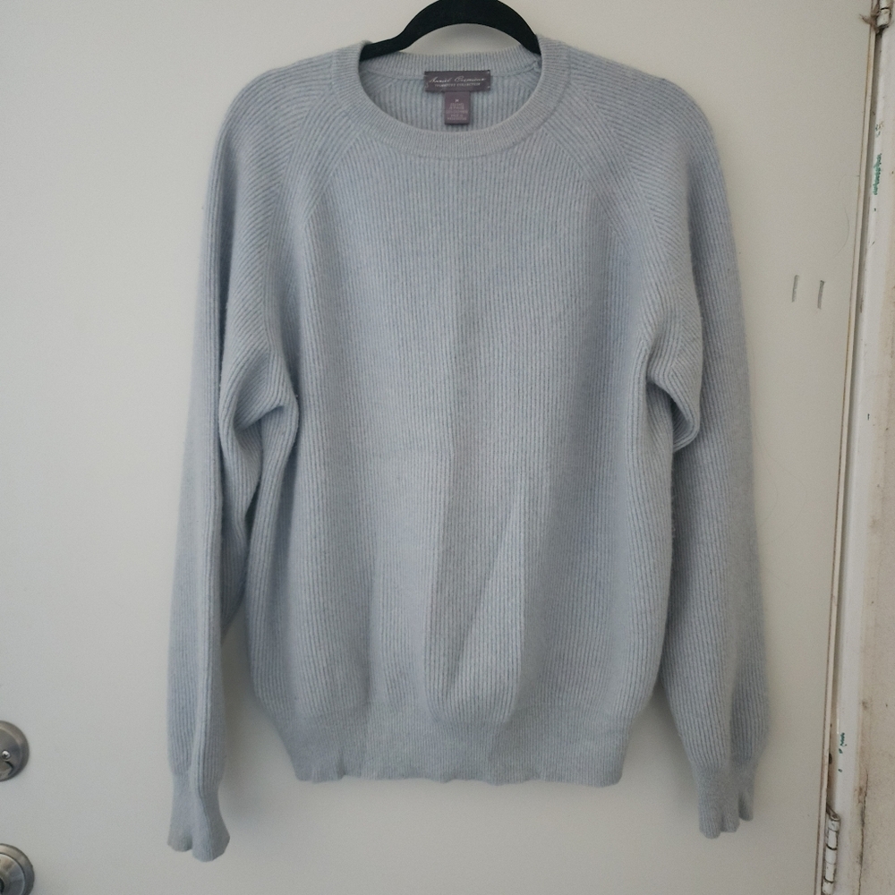 Daniel Cremieux Baby Blue 100% Cashmere Chunky Knit Pullover Sweater, Medium